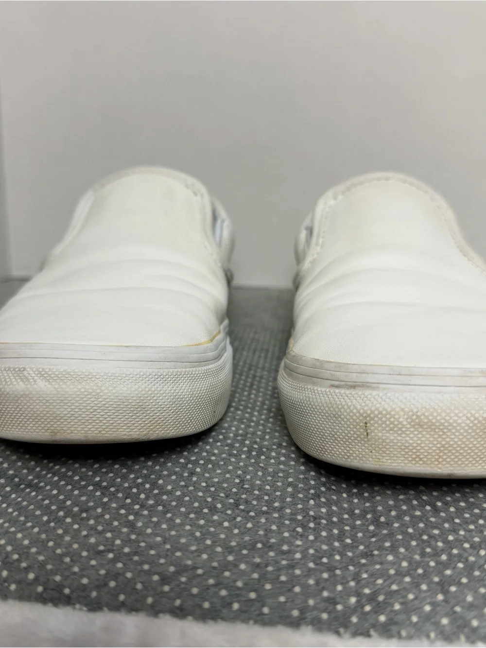 Vans White Slip-On Leather Loafers Size 8